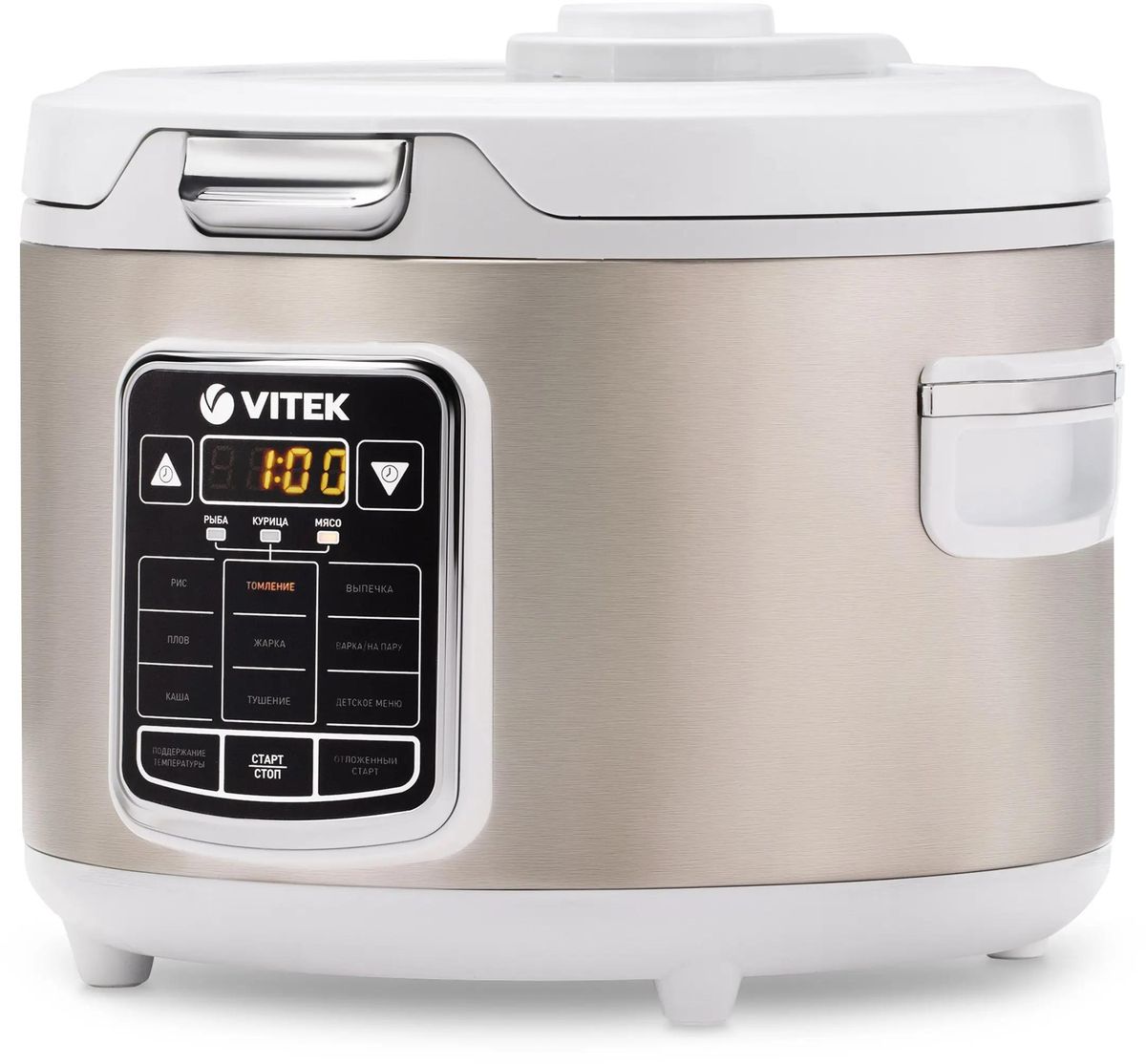 Мультиварка VITEK VT-4281 W,  800Вт,   серебристый/белый [4281-vt]